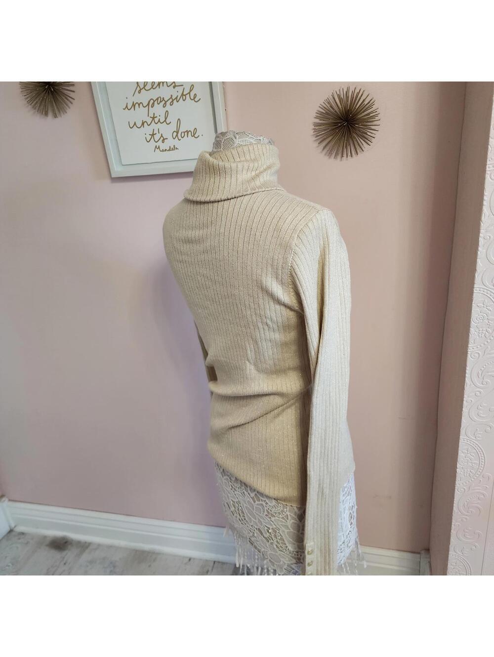 LKNW J Mclauglin XL gold metallic turtleneck sweater Arlette Turtleneck - Picture 4 of 8